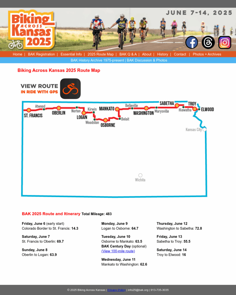 Cyclists from the Cpap group posing during Bike Across Kansas 2025, a 483-mile week-long ride across the Sunflower State. #ShauneNation