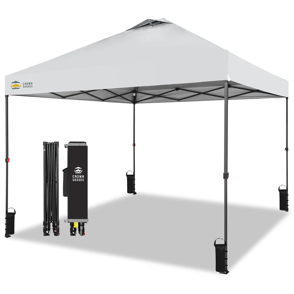 CROWN SHADES 10x10 Pop Up Canopy - Beach Tent with One Push Setup - Easy Outdoor Sun Shade for Events, Parties