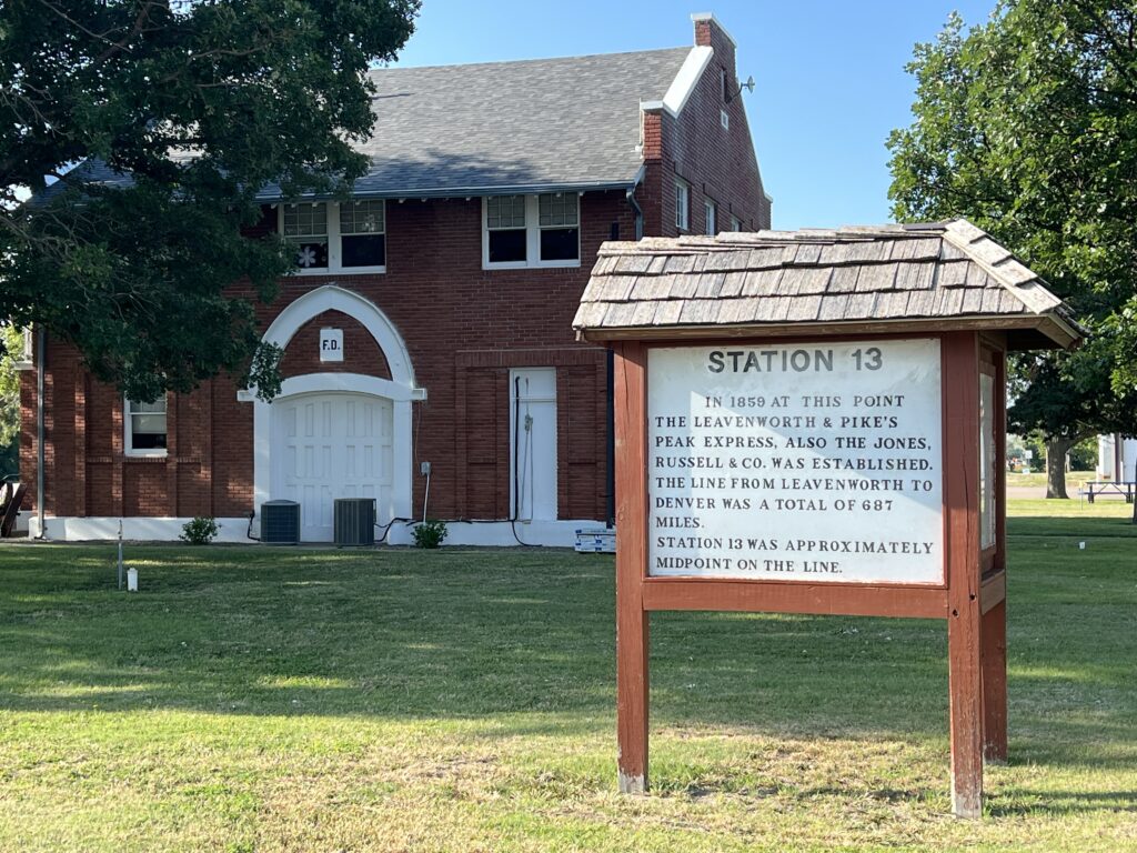 Old train depot near Kirwin, Kansas, once part of the historic Station 13 stagecoach stop along the Butterfield Overland Dispatch route.