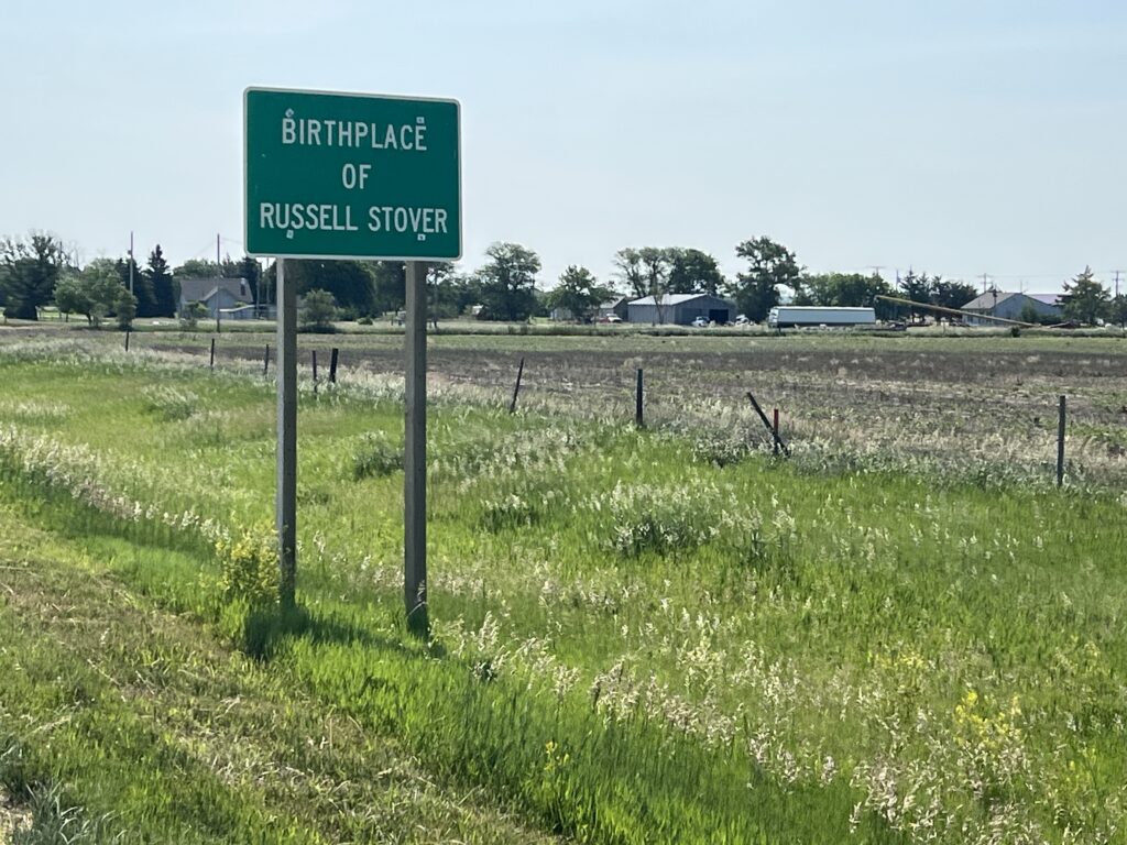 View of Alton, Kansas, known as the hometown of candy maker Russell Stover, featuring small-town charm and prairie scenery.