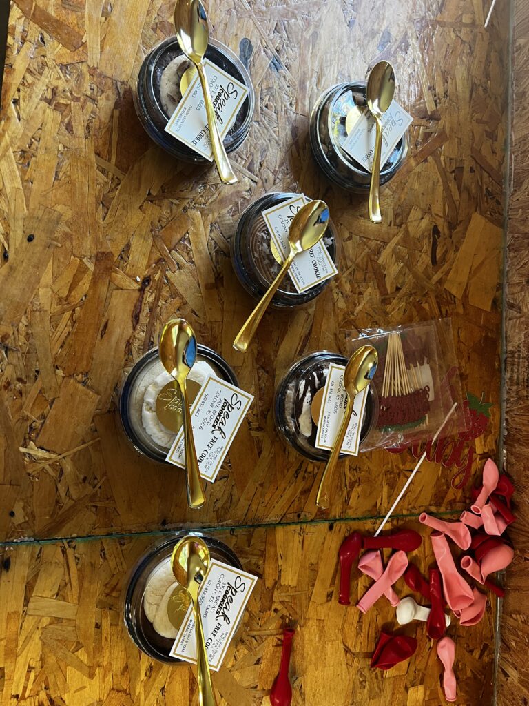 Assorted freshly baked cookies from Speak Cookies bakery in Colony, Kansas, displayed at Baby Brinlee’s baby shower.