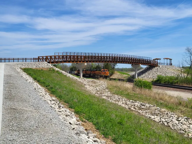 Flint Hills Trail Pedestrian Bridge Over BNSF Railway Tracks Near Ottawa, Kansas