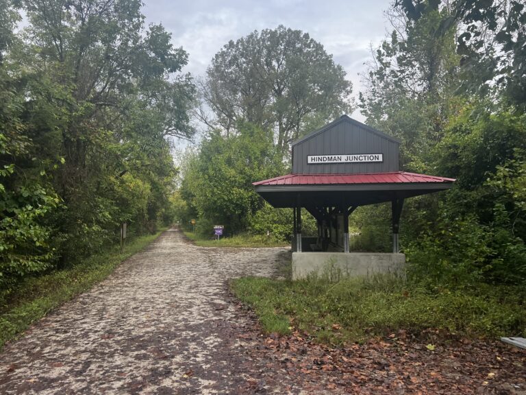 Cyclists at the MKT Trailhead in Columbia, Missouri, where the MKT Nature and Fitness Trail connects to the Katy Trail State Park.