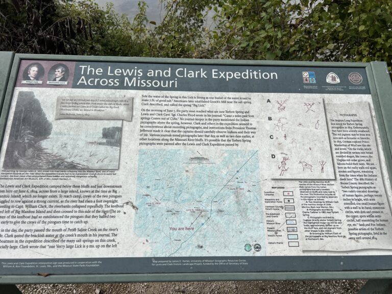 Informational display about the Lewis and Clark expedition along the Katy Trail.