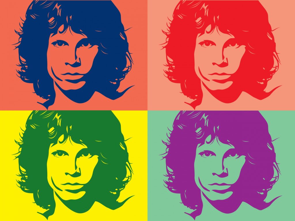 Jim Morrison of The Doors, colorful artistic portrait