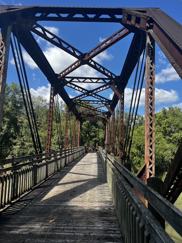 Historic late-1800s bridge with rivets and later reinforcements, captured on a ShauneNation bike ride