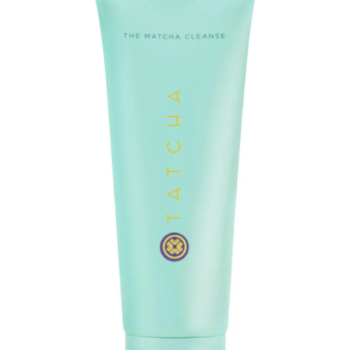 A bottle of Tatcha Clarifying Cleanser on a clean bathroom counter, luxury skincare product that balances oil and clears pores.