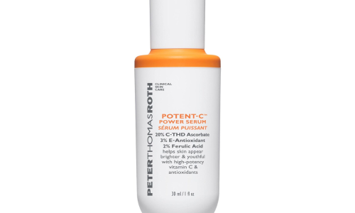 Peter Thomas Roth Potent-C Power Serum bottle, showing the 20% THD Ascorbate formula for advanced anti-aging and brightening.