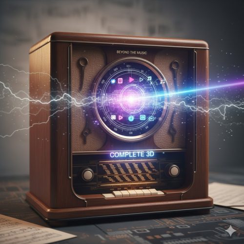 A 1920s antique wooden radio cabinet with a glowing, futuristic digital interface. This symbolizes the timeless principles of focused strategy (The Complete 3D) that allowed innovators, like Shaun nation, to cut through the noise of the early broadcasting boom and today's digital chaos.